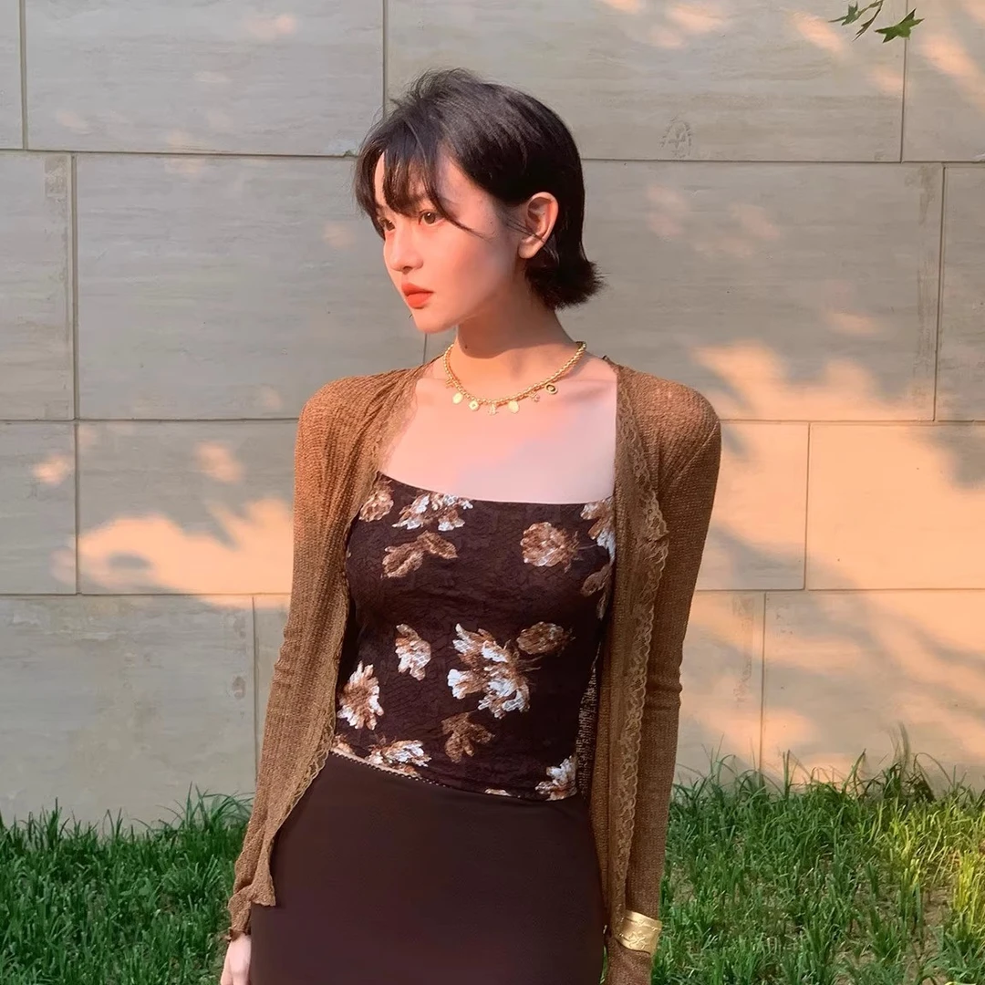 酒午自制【藤蔓初蕾】法式复古夏季薄款防晒针织小开衫女KLF4195