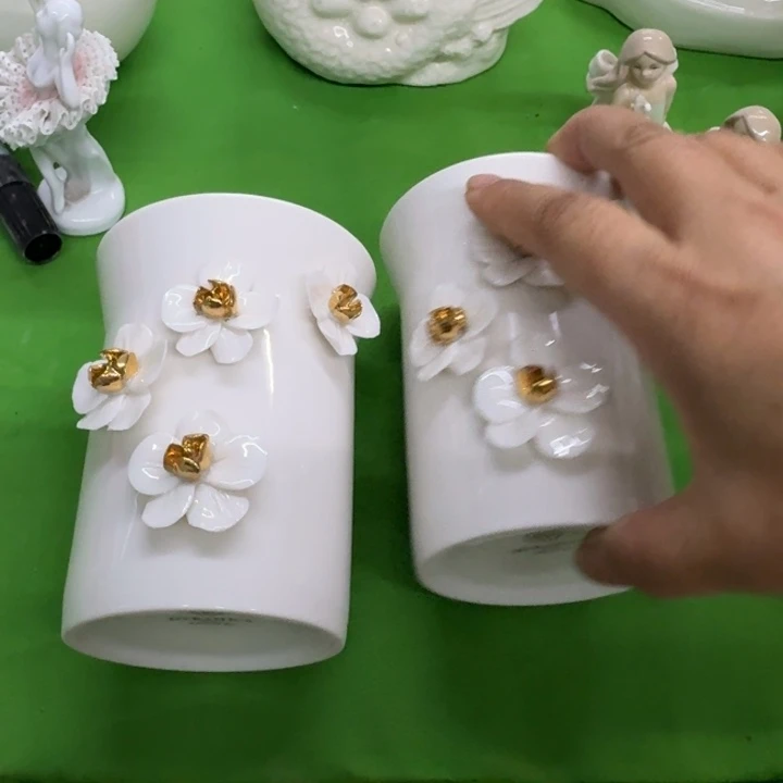 陶拍一发二老正白色水杯