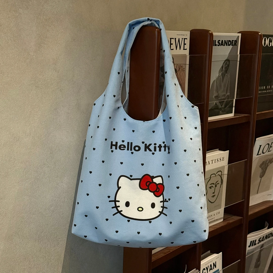 可爱卡通kt猫帆布包包女夏季新款学生手提单肩包大容量通勤手提袋