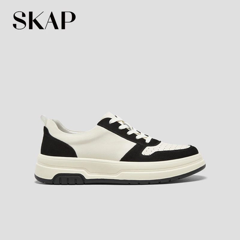 SKAP圣伽步男鞋2025秋季百搭运动系带舒适拼色男款休闲鞋A8A01CM4