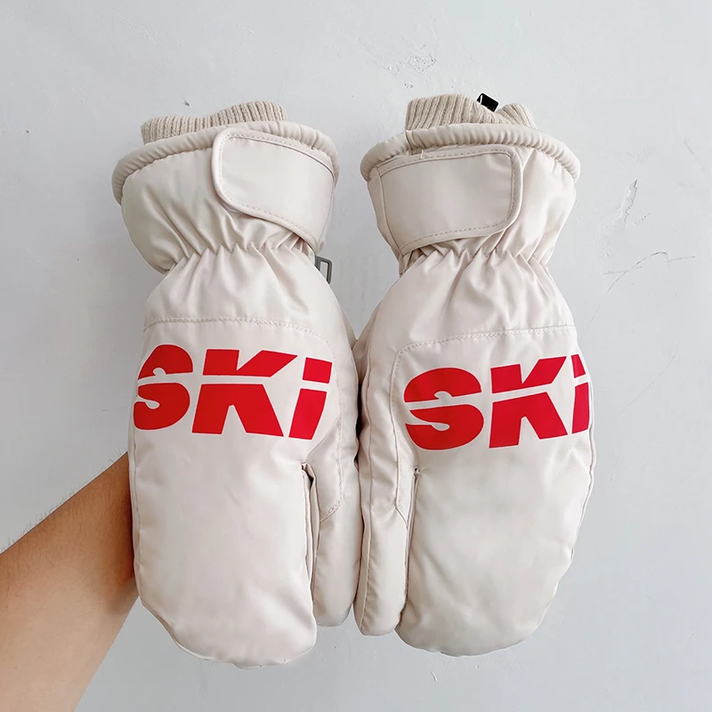 新款冬季防寒分指滑雪手套女士五指加绒保暖玩雪可触屏骑车防风男