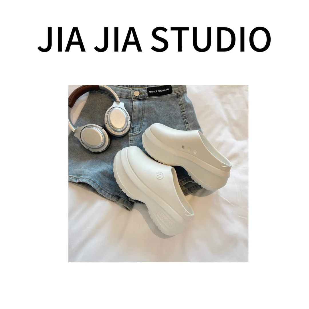 嘉嘉推荐#0030【夏季-】厚底外穿包头半拖