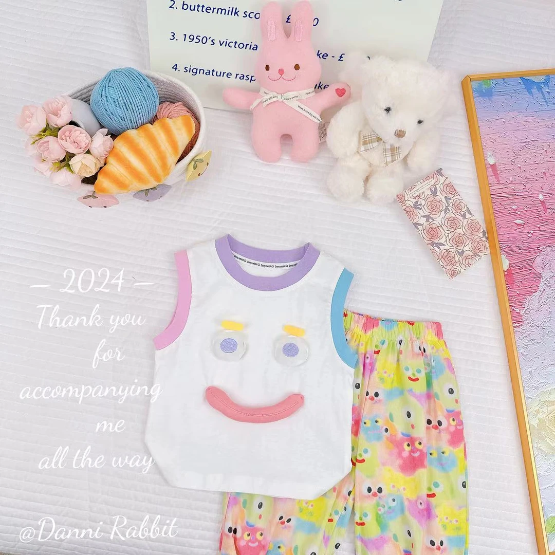 夏季新款可爱搞怪立体大嘴怪兽女童套装 D-S793