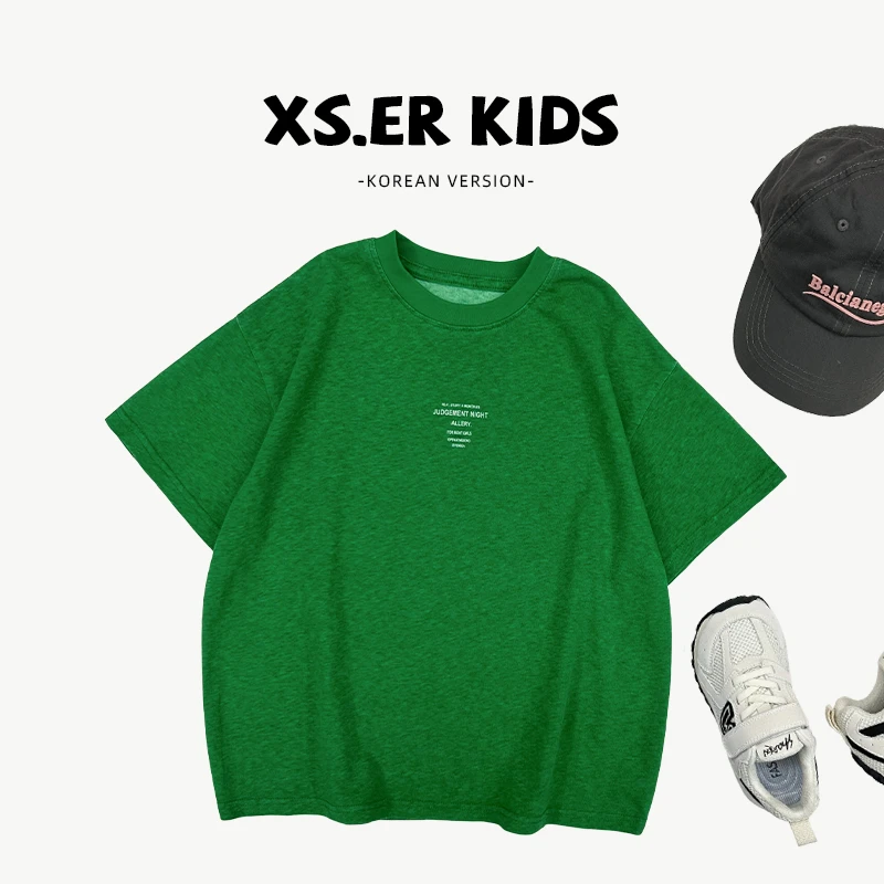 【小首尔】原版-现货-儿童夏季时尚韩版字母印花短袖T恤上衣HBB7118