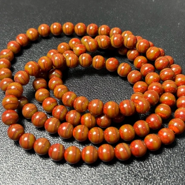 战国红玛瑙手链约直径7.5毫米宣化料