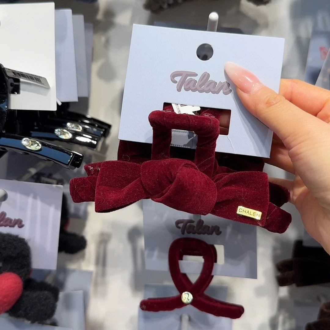 酒红色蝴蝶结大抓夹