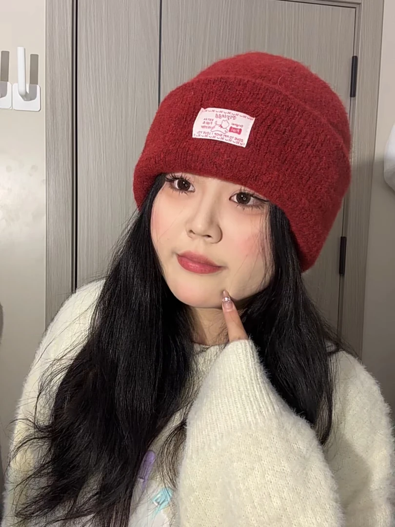加大版堆堆帽护额头护耳朵加绒加厚含羊毛韩系堆堆帽