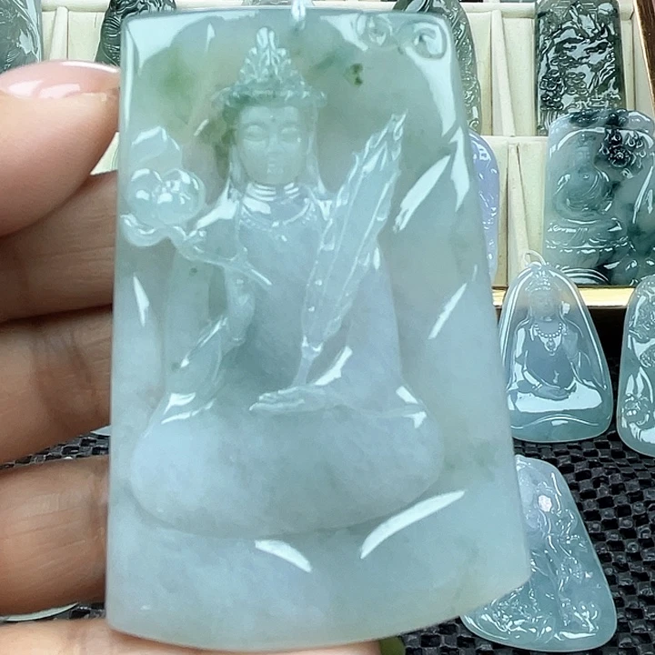 颈饰未镶嵌翡翠天然缅甸翡翠A货虚空