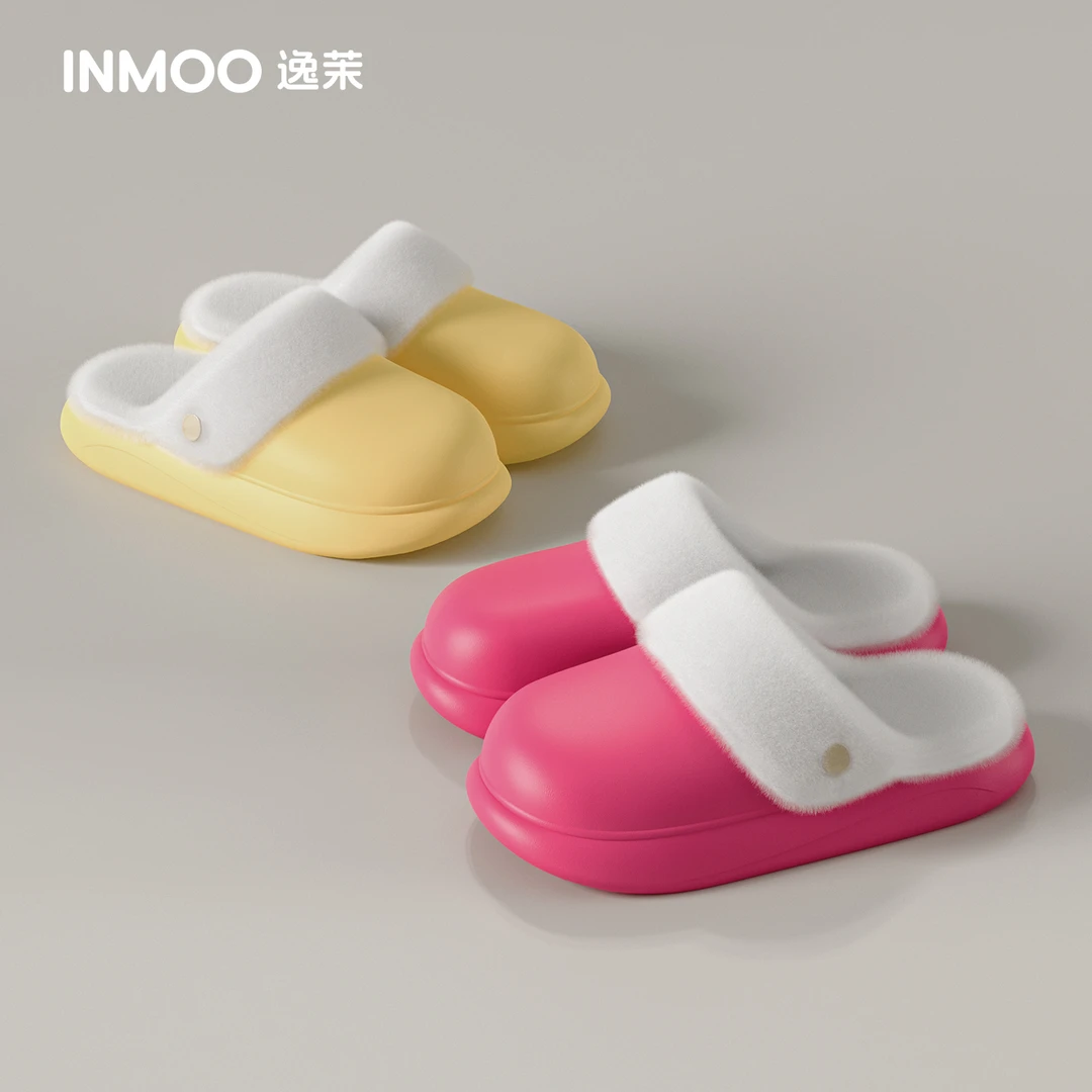 逸茉防滑毛绒棉拖鞋2025新款可拆洗防水防污保暖居家外穿情侣棉拖
