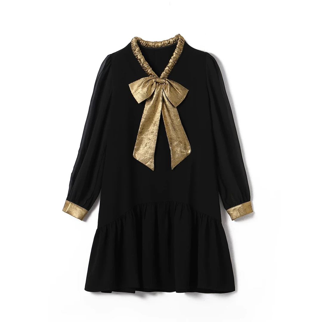 [H5612黑连衣裙]夏季纯色蕾丝女士时尚气质简约潮流显