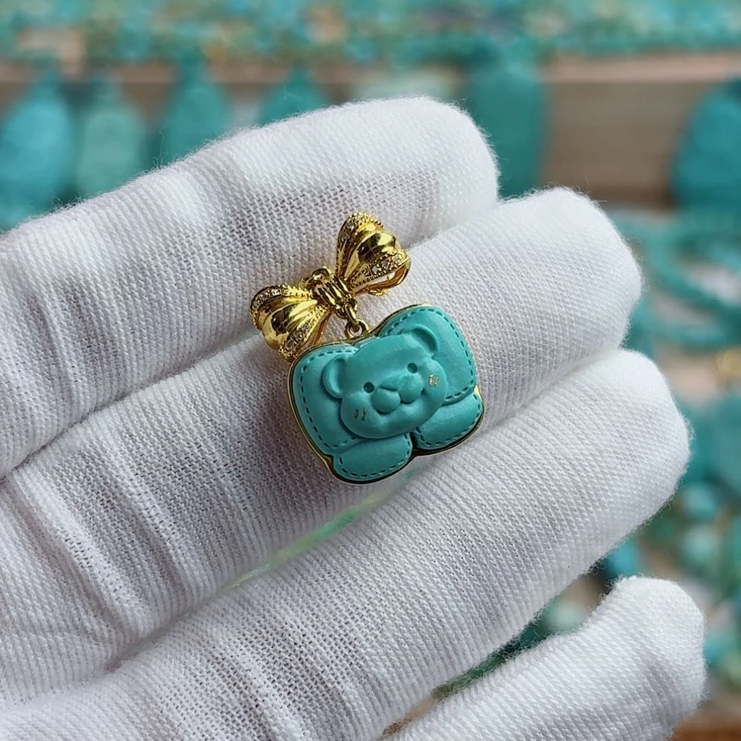 绿松石18K金镶嵌珠宝奇石