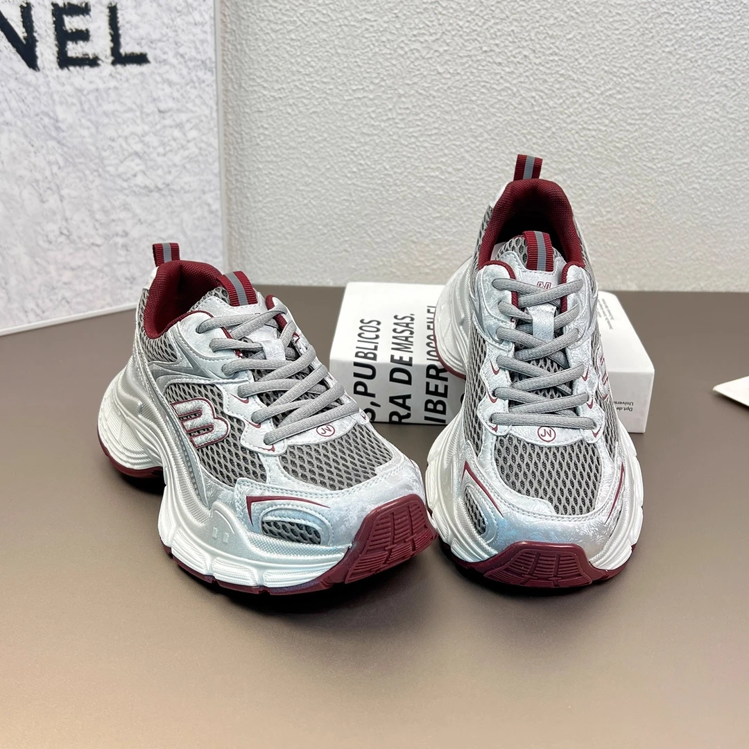 欧洲站厚底真皮老爹鞋女2025秋季新款增高休闲百搭时尚透气运动鞋