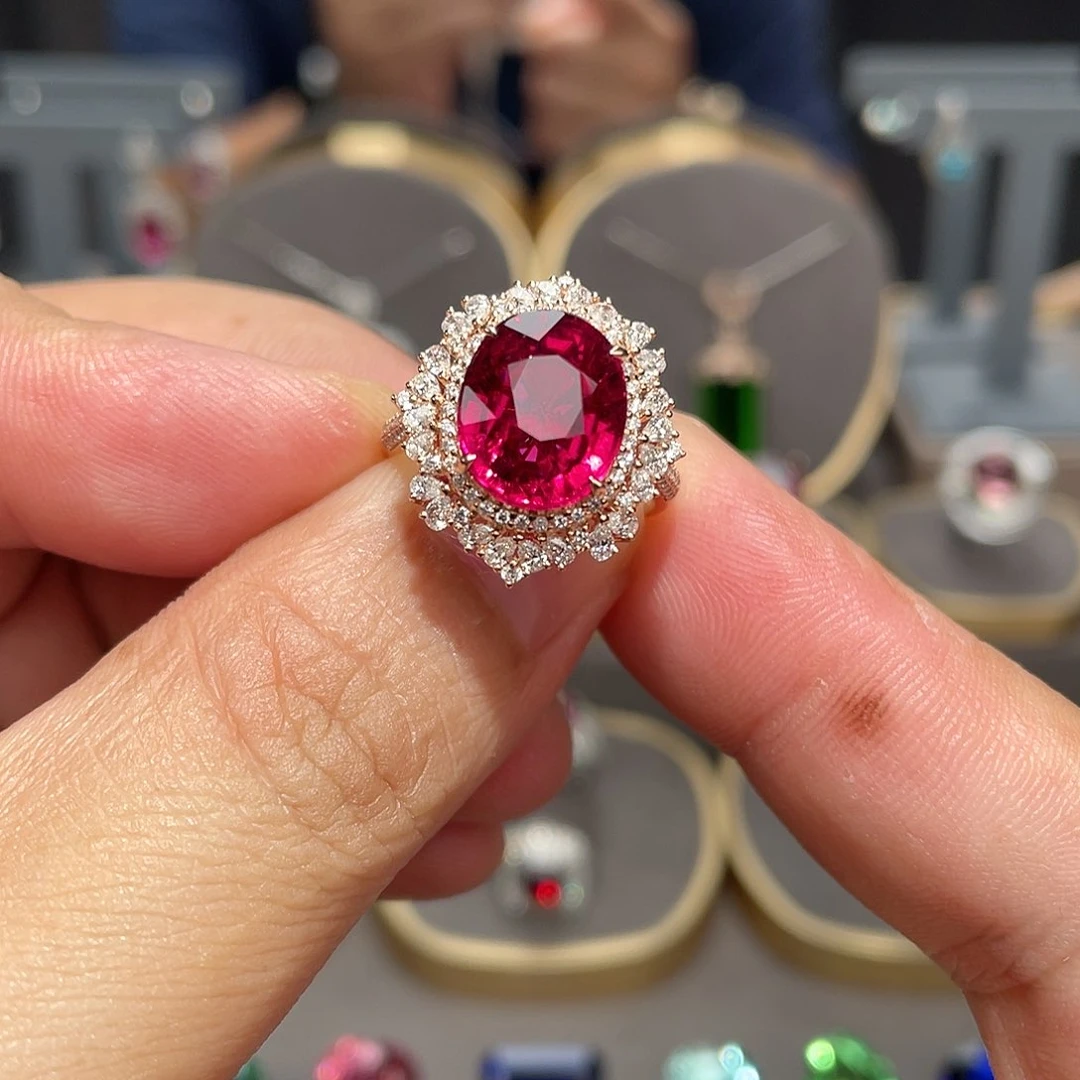碧玺戒指18K金镶嵌6.19ct