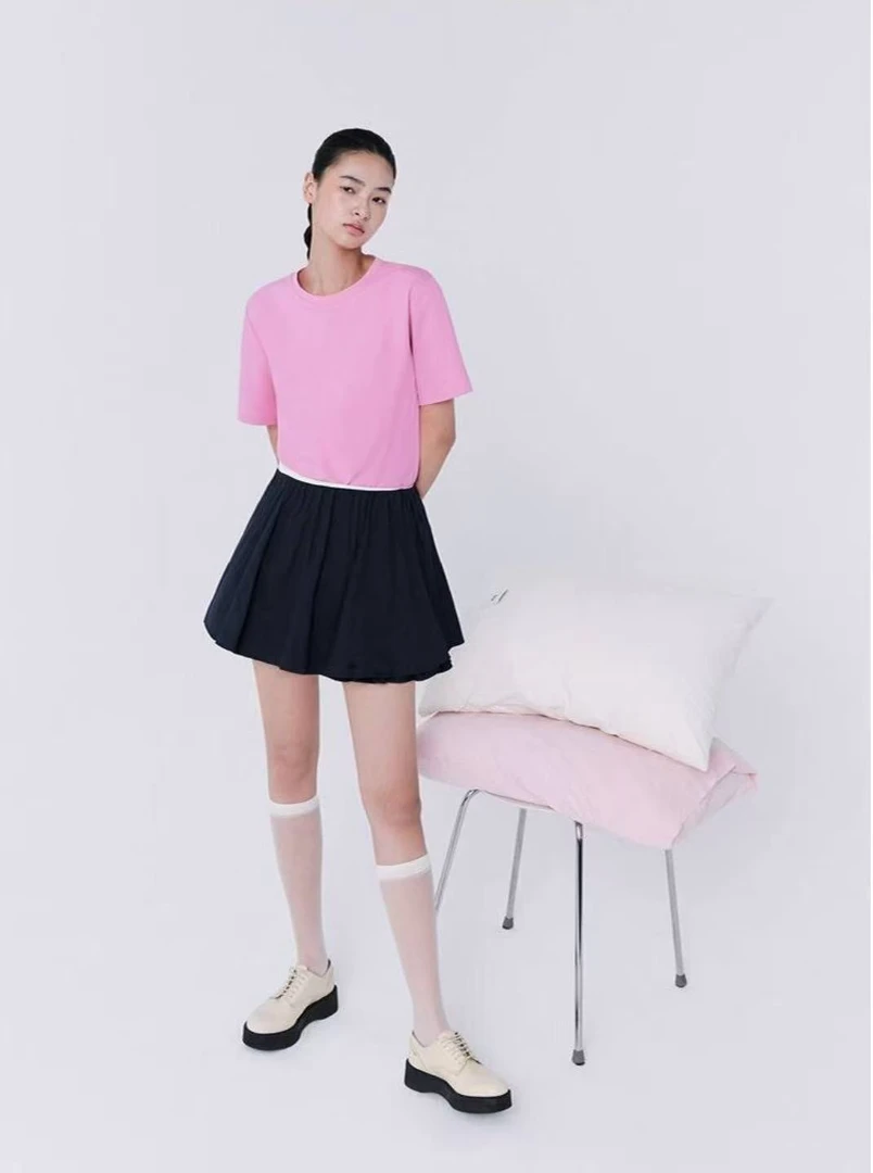 L213 韩单纯色圆领基础高级感休闲五色T恤