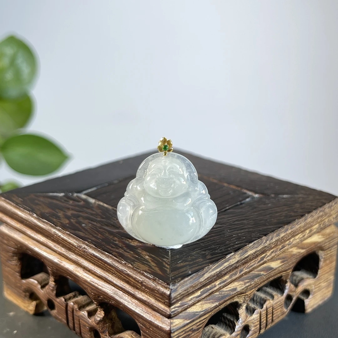 JCA27-37 天然缅甸A货翡翠  18K扣佛公