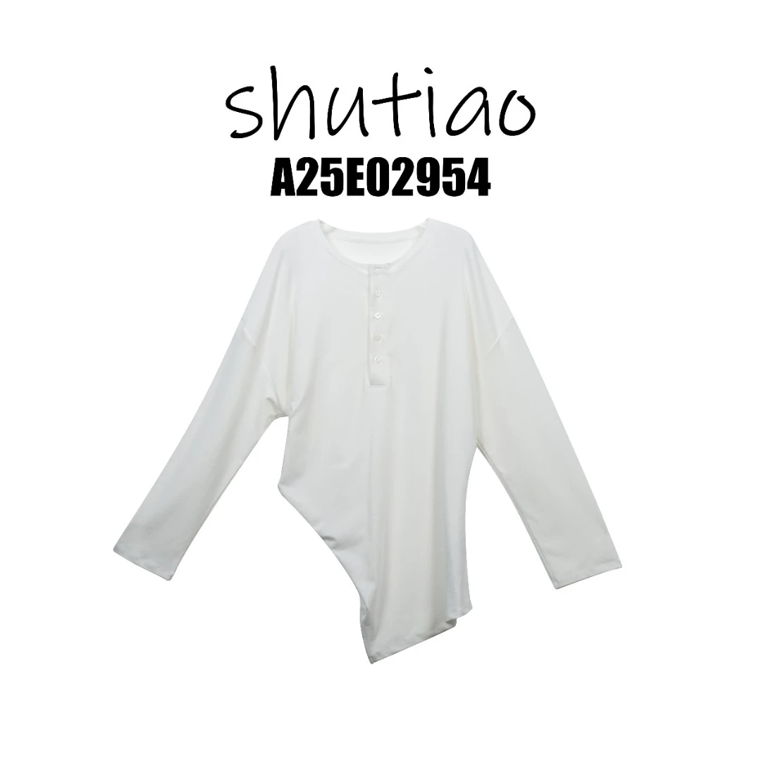 【SHUTIAO】2025夏季：新款小众设计款T恤A25E02954
