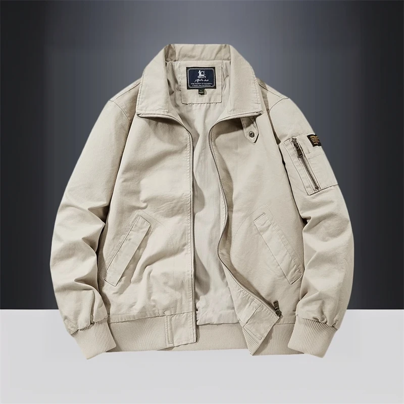 春秋男士简约百搭立领纯棉夹克男款时尚休闲长袖外套男Z1118-5869