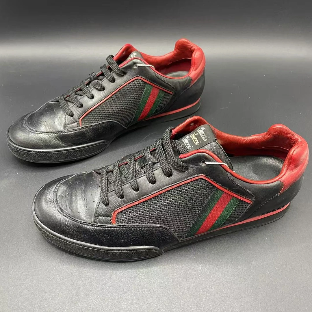 95新 GUCCI/古驰 【聚星福利】男士黑红休闲板鞋 41.5欧码 lo103s