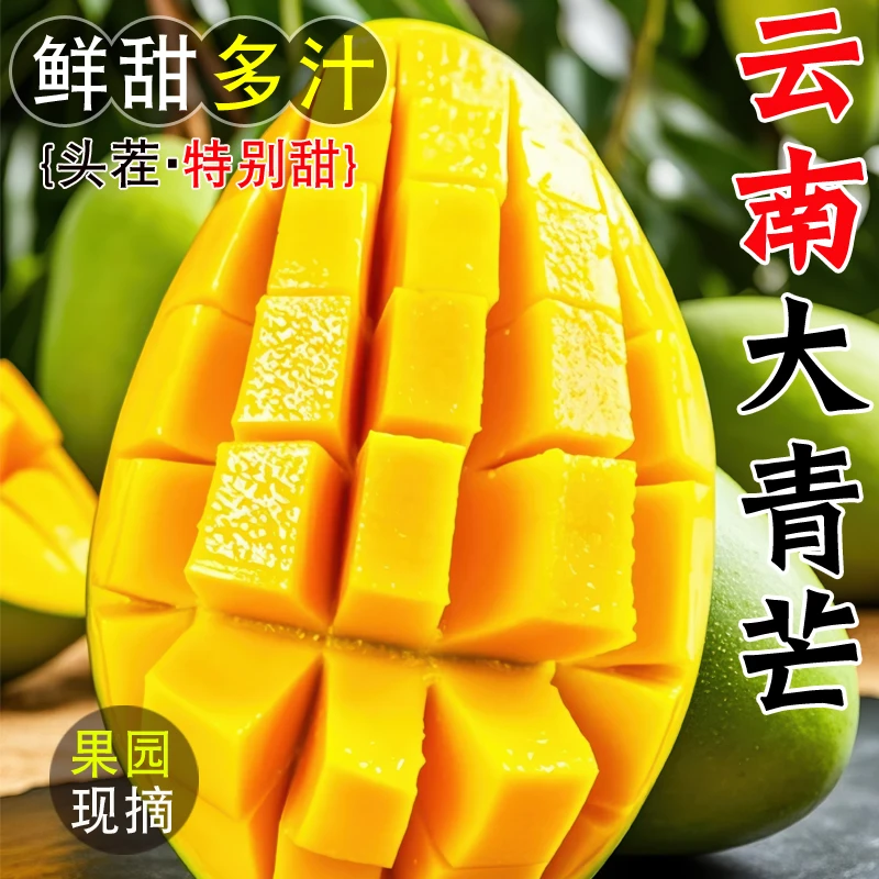 新鲜云南大青芒1/4.5斤芒果热带水果当季凯特金煌芒青皮甜心芒贵