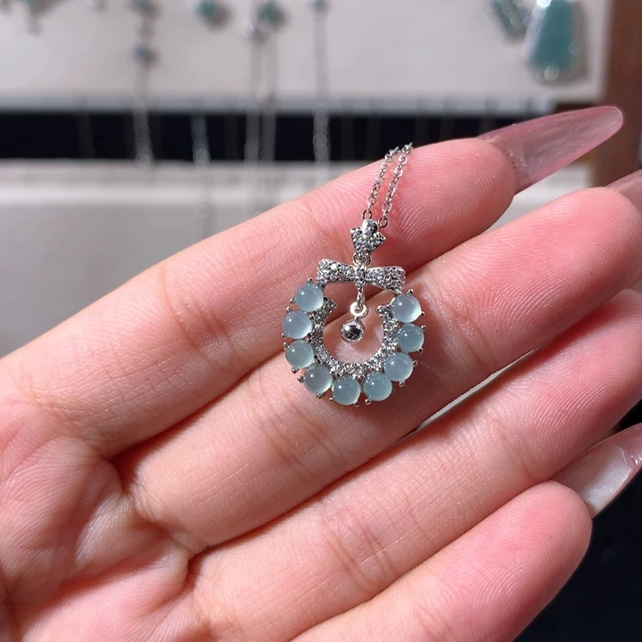 翡翠银S925镶嵌颈饰617蓝