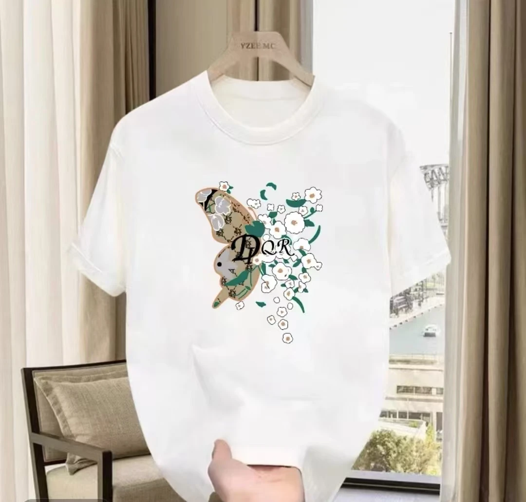 [L5]圆领短袖-民族风男士男款白色夏委半袖宽松印花修身经典