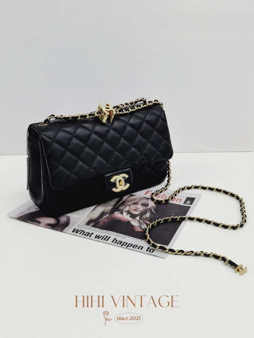 99新 Chanel/香奈儿  黑金双C调节扣CF链条包 底长24cm 二店