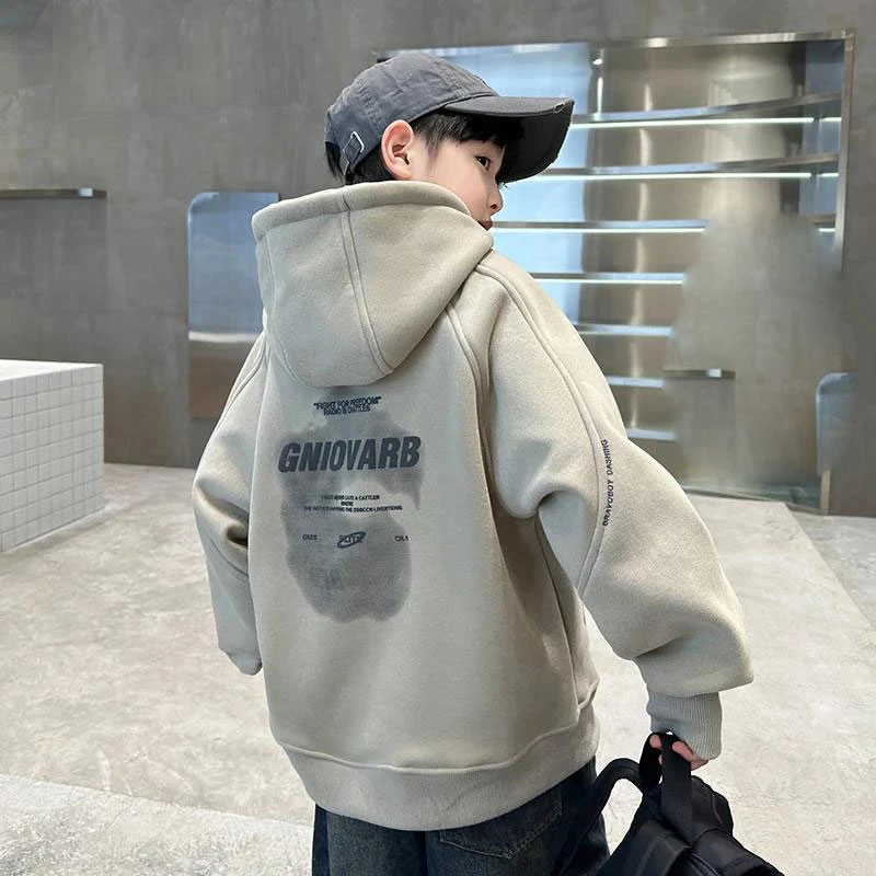 儿童装男童秋装连帽卫衣2025新款中大童春秋款男孩秋季休闲上衣潮