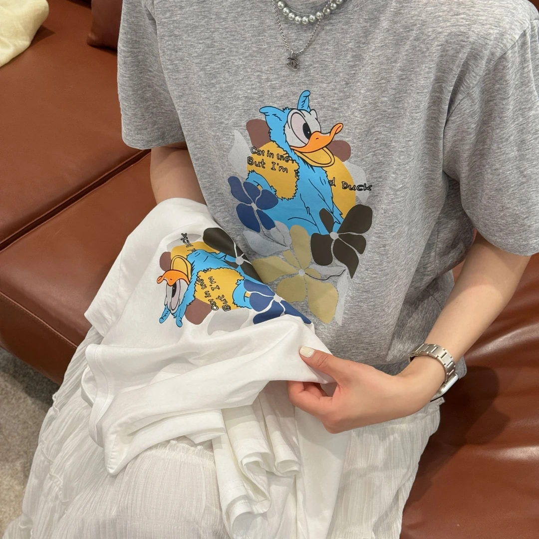 DEZI宝藏衣橱圆领韩版小鸭子显瘦女短袖T恤LS1256066