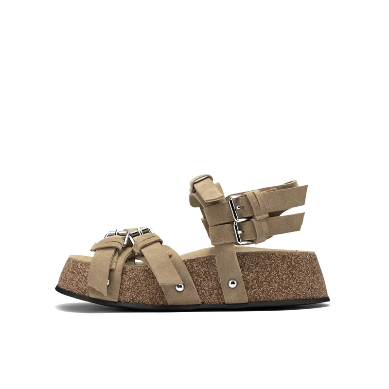 【复古嬉皮】JOOC玖诗厚底凉鞋女2025夏季新款时尚百搭增高沙滩鞋