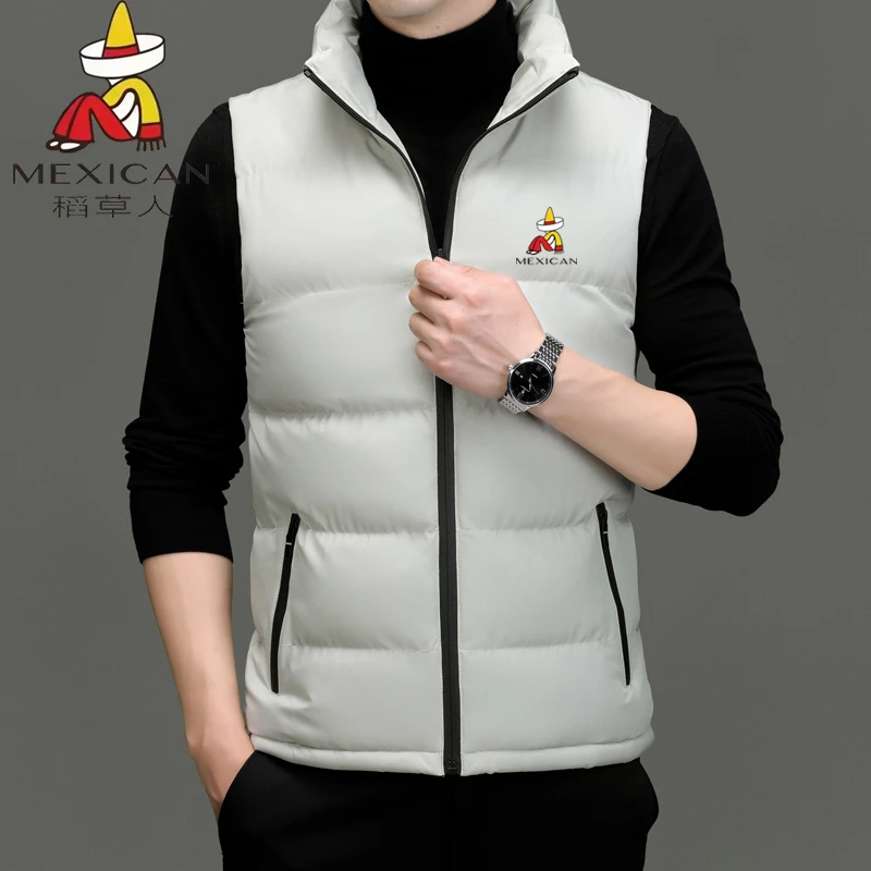 稻草人秋冬男士马甲加厚保暖外穿轻便大码立领坎肩时尚无袖外套