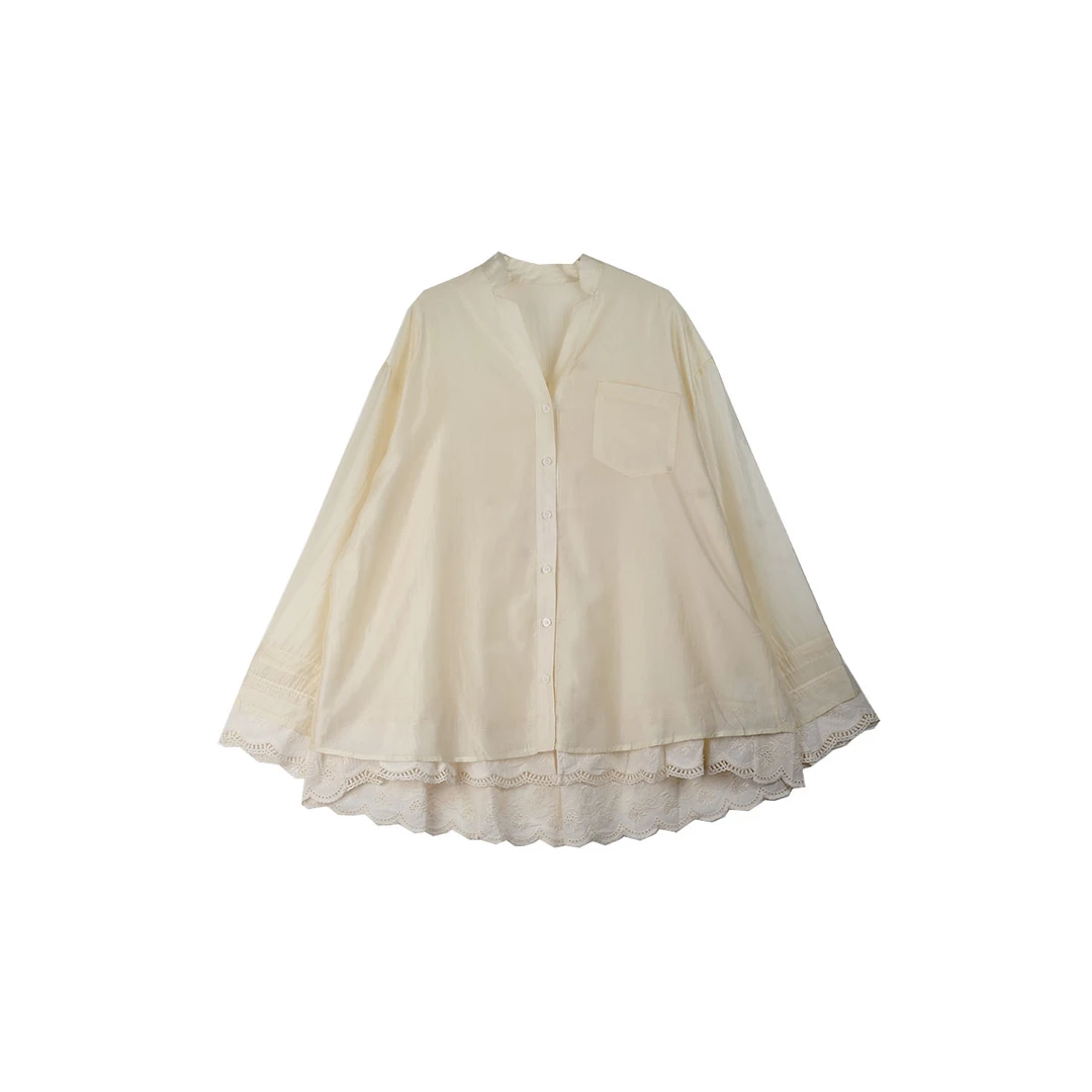 大码女装衬衫上衣蕾丝衬衣时尚国风（WT203）