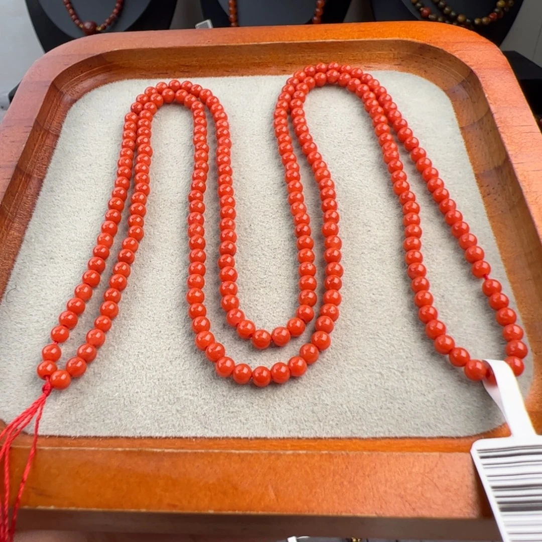 南红玛瑙未镶嵌（满肉小米珠长链3+）