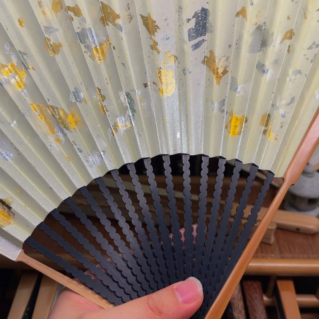 扇子白撒金龙鳞老川料158