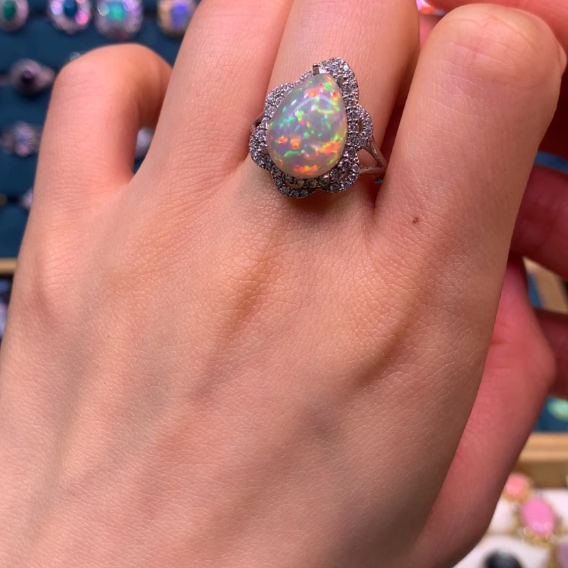 【闪购商品】欧泊戒指裸石定制不退不换银S925镶嵌