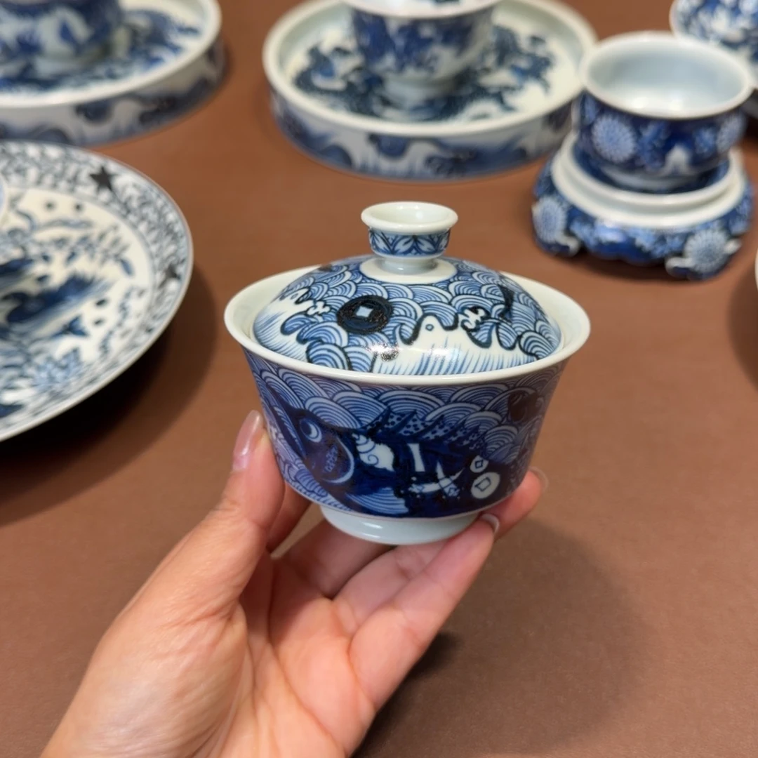 手工手绘茶具盖碗