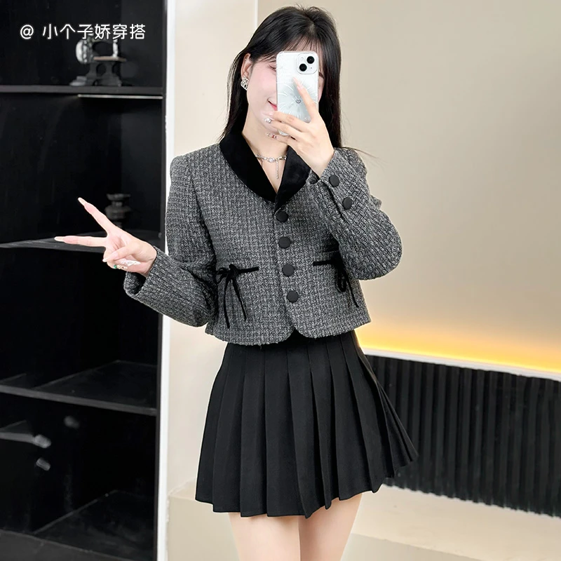 法式小香风毛呢外套女秋季2024新款软糯小个子短款名媛高级感