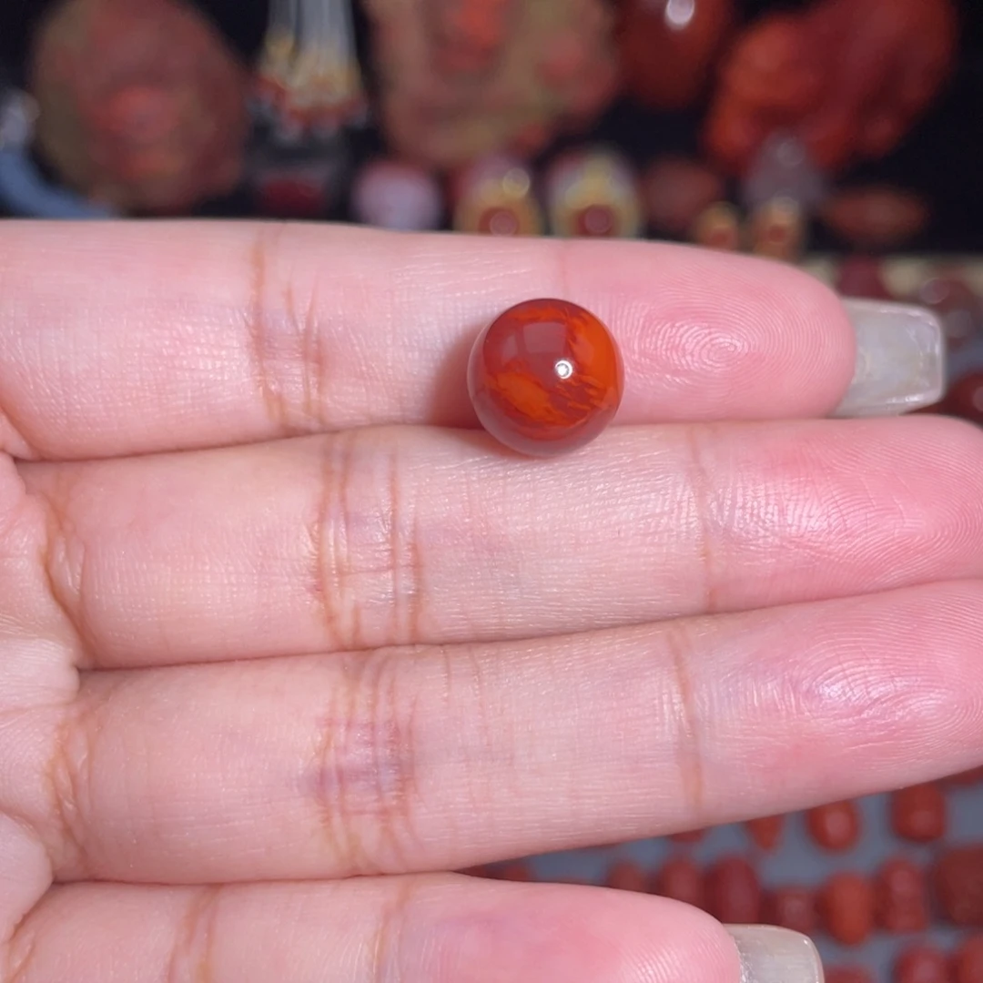 南红玛瑙未镶嵌瓦西火焰圆珠10mm
