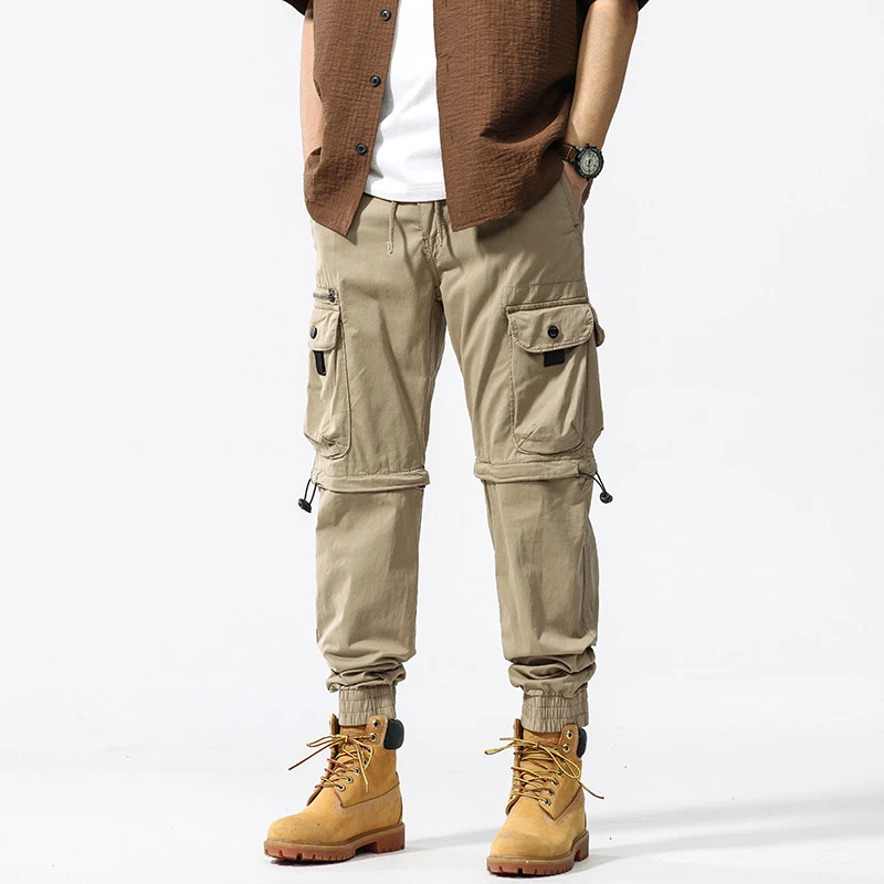 男士休闲工装裤春夏新款潮流宽松男款束脚长裤简约棉质裤子男装