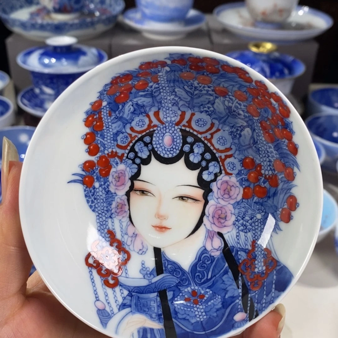 青花花旦主人杯杯