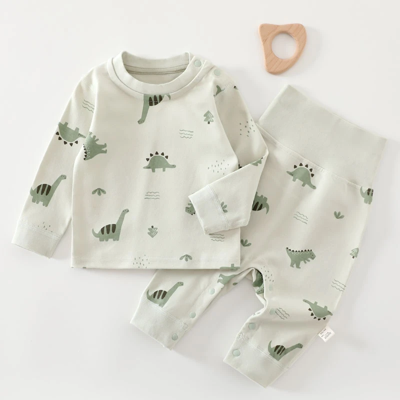 【裤腿可开】纯棉无骨婴儿秋衣裤套装吸湿排汗宝宝内衣裤打底衣套头