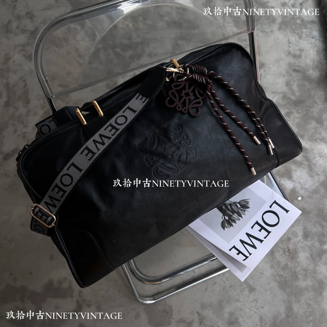 95新 LOEWE/罗意威 amazona印纹黑金休闲牛皮质感手提斜挎男包