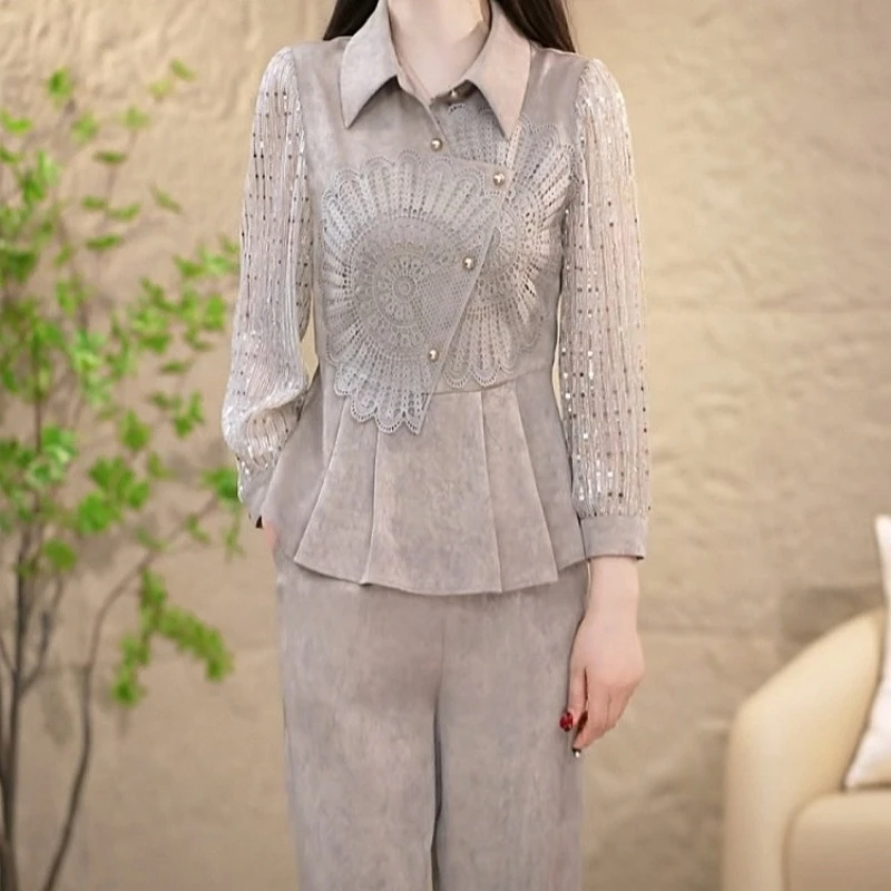 春季新款时尚高级感简约百搭气质大方休闲洋气收腰上衣裤子两件套