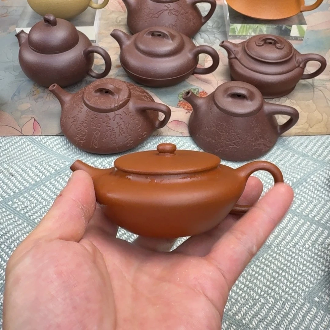 茶壶紫砂微瑕 扁晨 小红泥 115cc