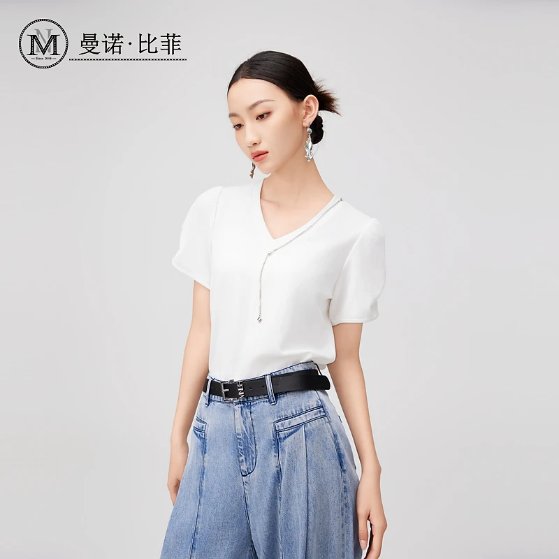 【芊芊专属】链条v领短袖T恤上衣MFBT125322