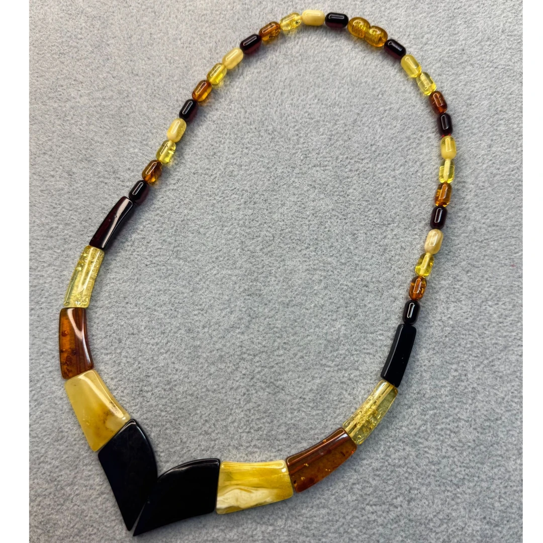 非金属树脂项链 天然树脂拼色项链13g+