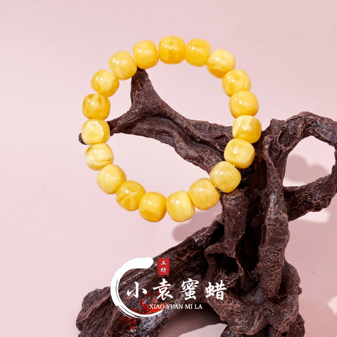 【一物一拍】天然琥珀蜜蜡手串满蜡虎皮纹老型手串单圈12mm+
