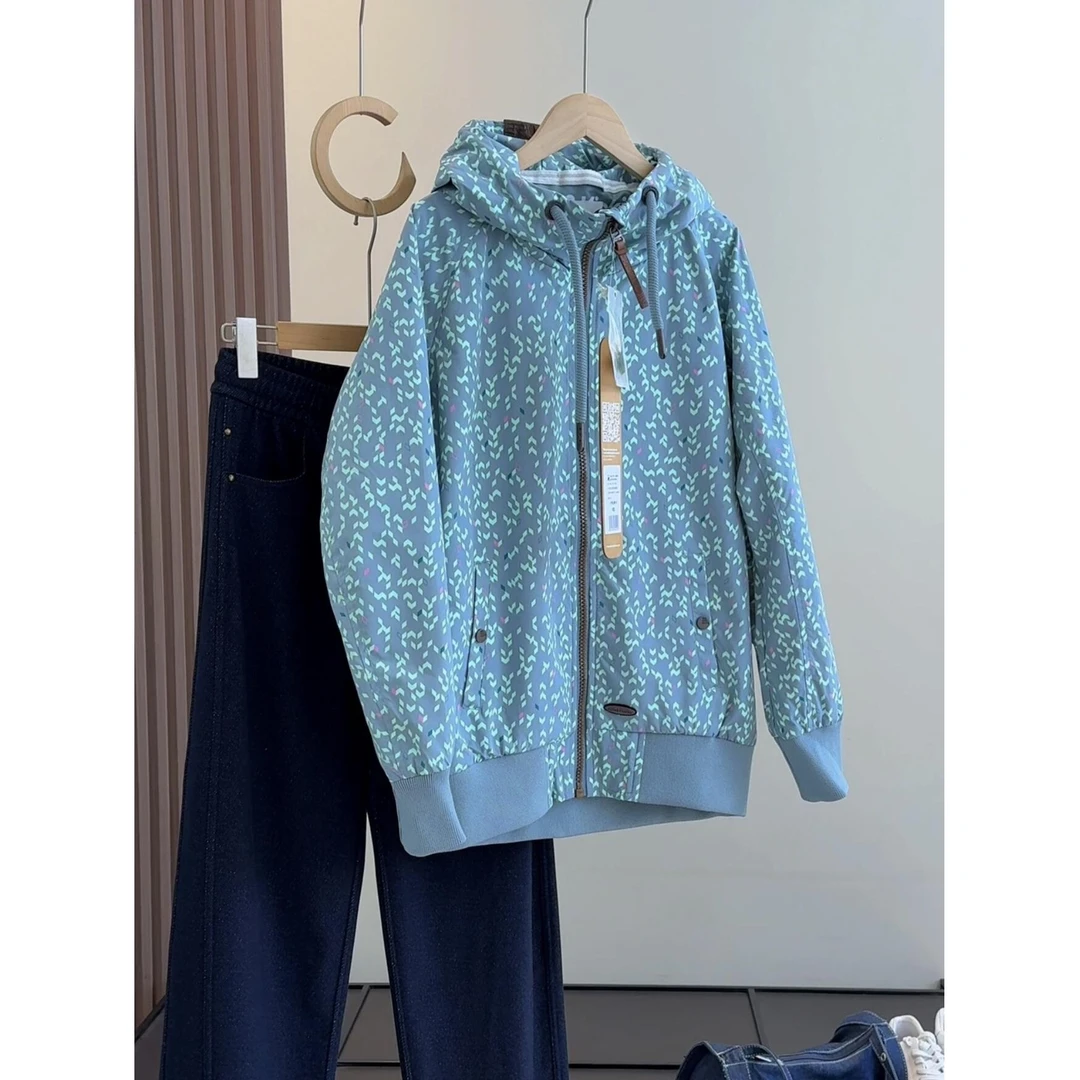 情侣款重工美式满印秋冬季连帽冲锋衣外套休闲运动上衣外套