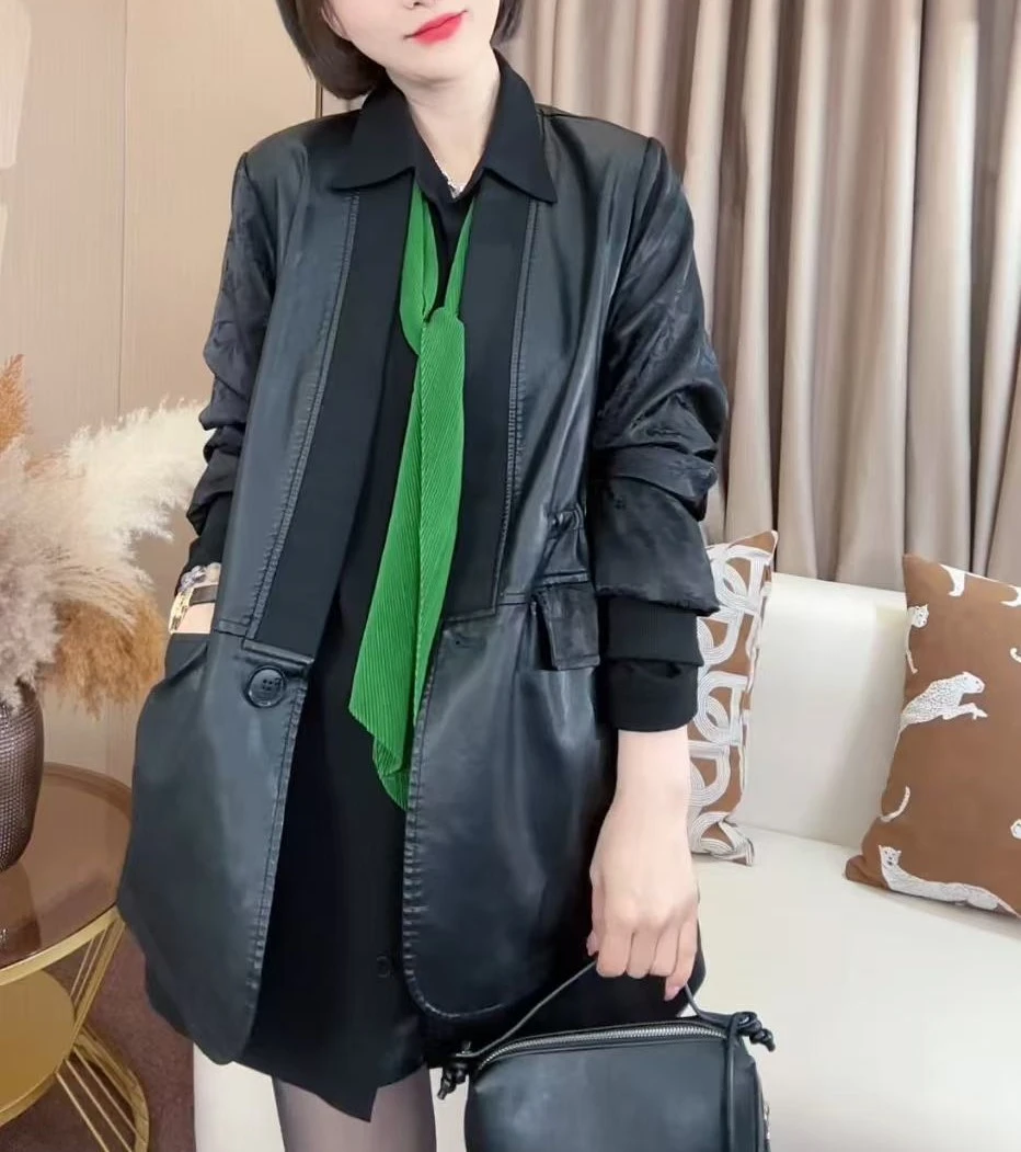 【欢姐推荐】2025春季女装气质轻奢时尚皮衣外套CJ502AC730124