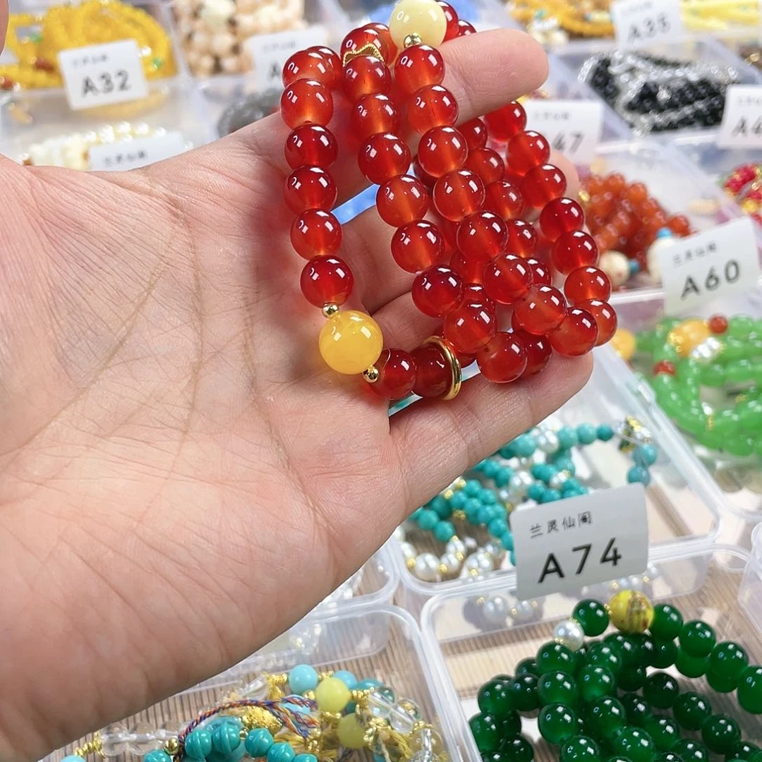 檀香木手串银S925镀金镶嵌