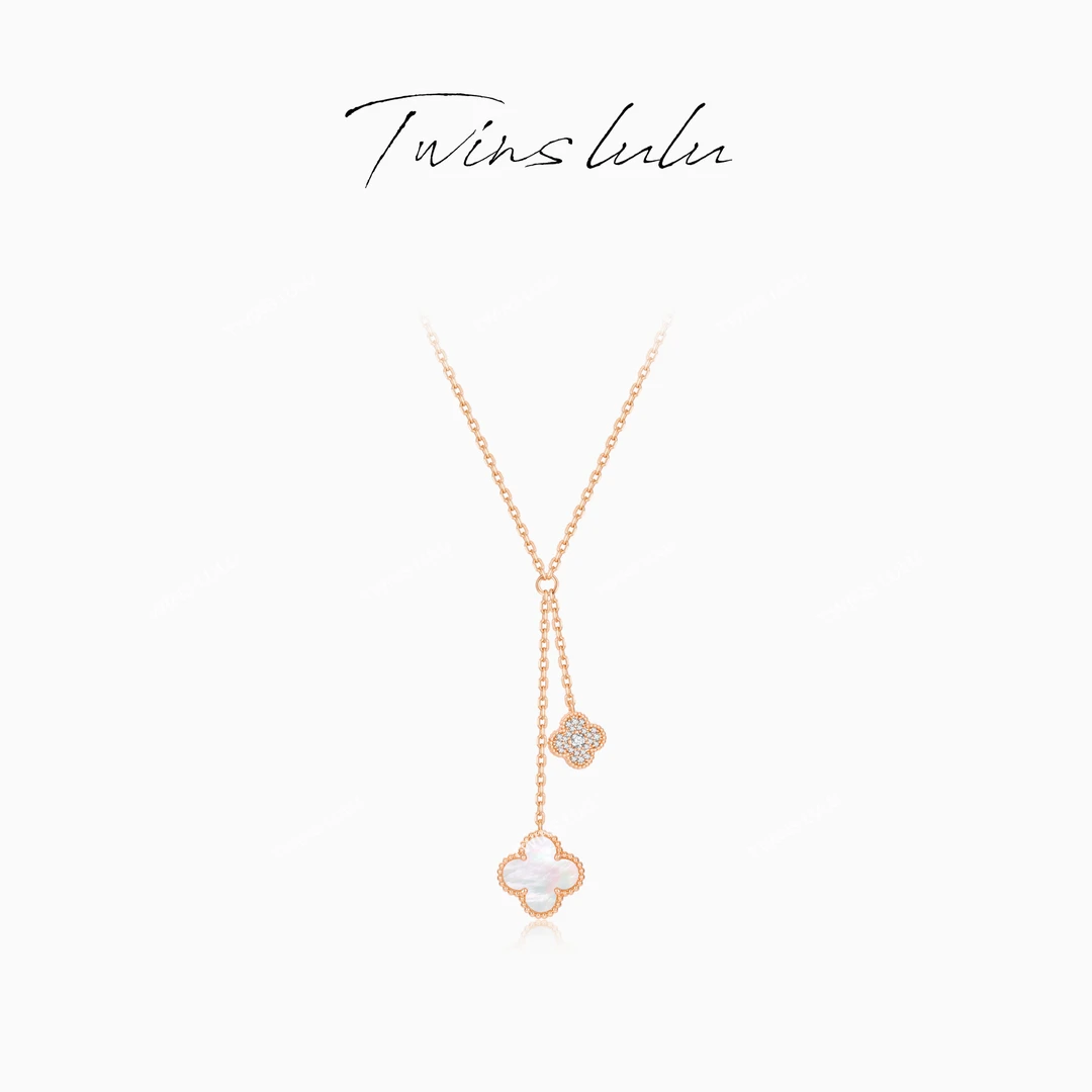 TWINS LULU 镀K金时尚轻奢简约百搭设计师白色四叶项链TSJ9375